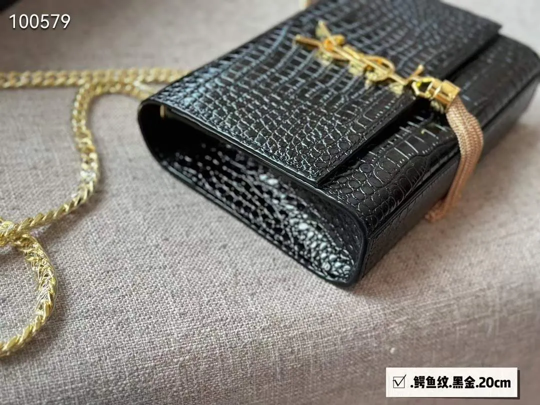 YSL Small Chain Leather Bag (BLACK)