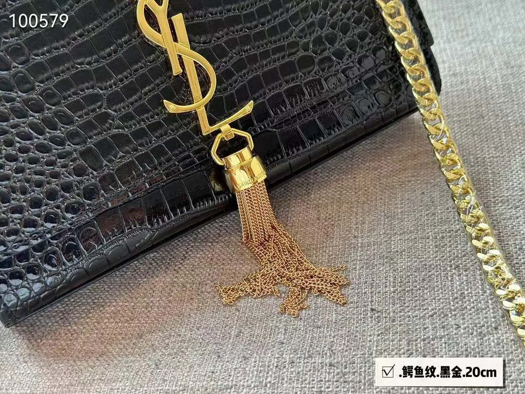 YSL Small Chain Leather Bag (BLACK)