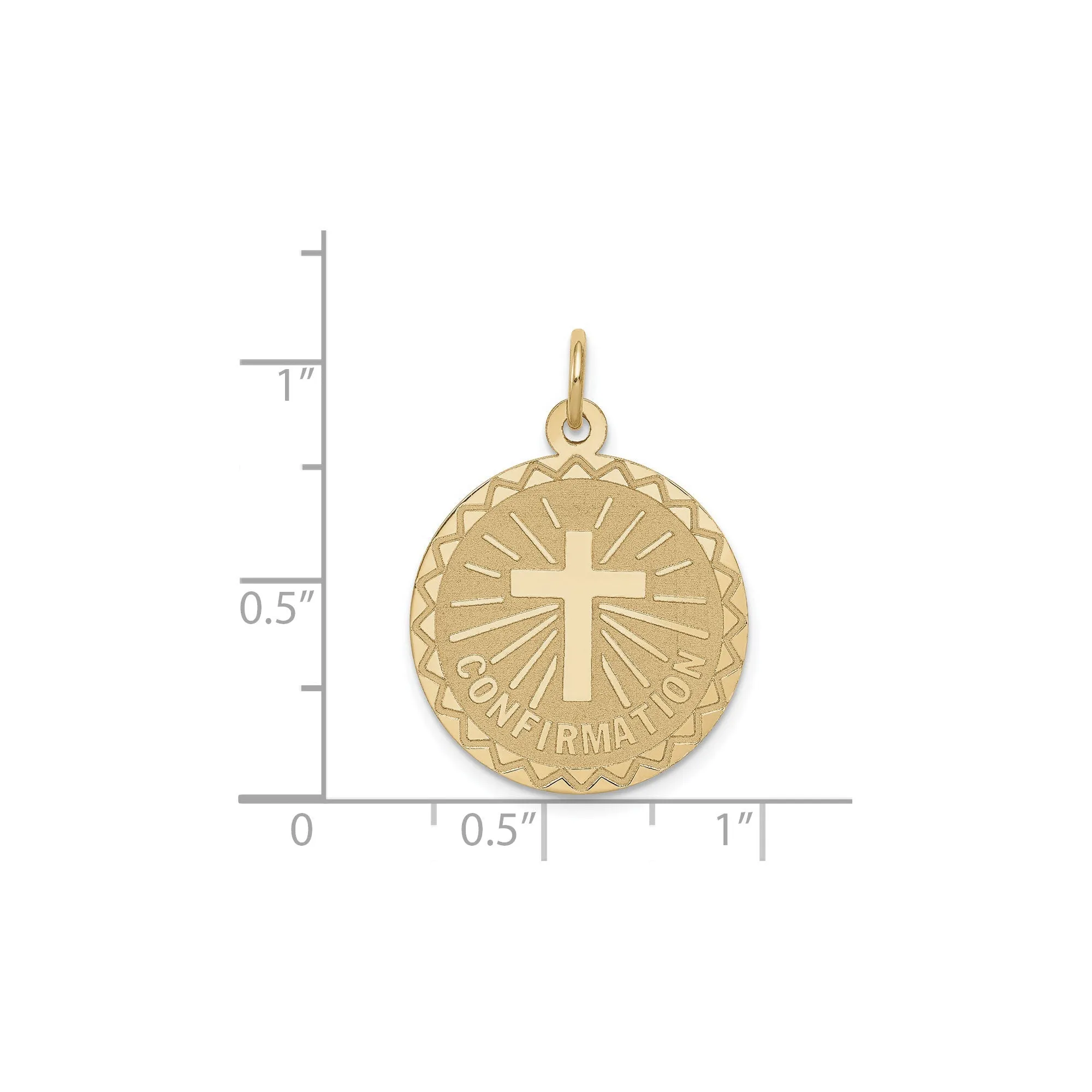 Zigzag Patterned Engravable Confirmation Medal (14K)