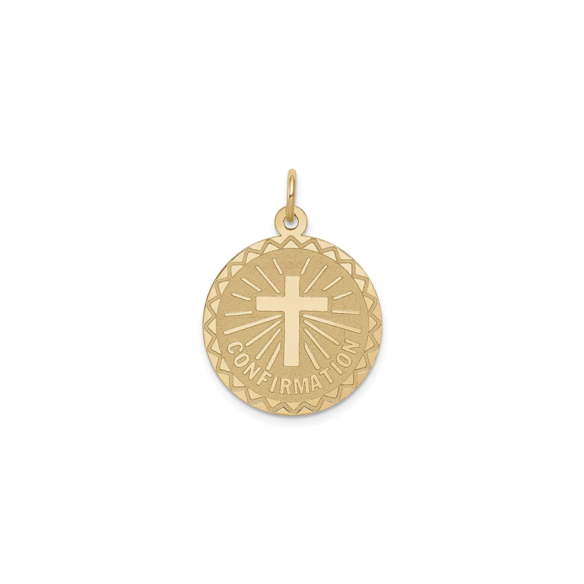 Zigzag Patterned Engravable Confirmation Medal (14K)